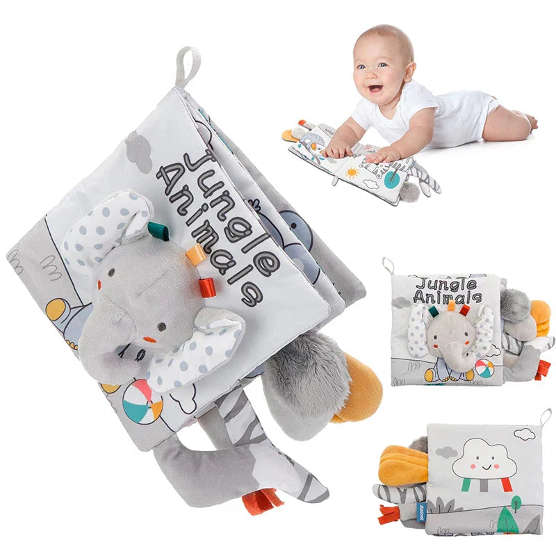 Fidtoy Montessori Sensory Cloth Book for Babies – Soft Interactive Crinkle Fabric Book for Newborns 0-12 Months