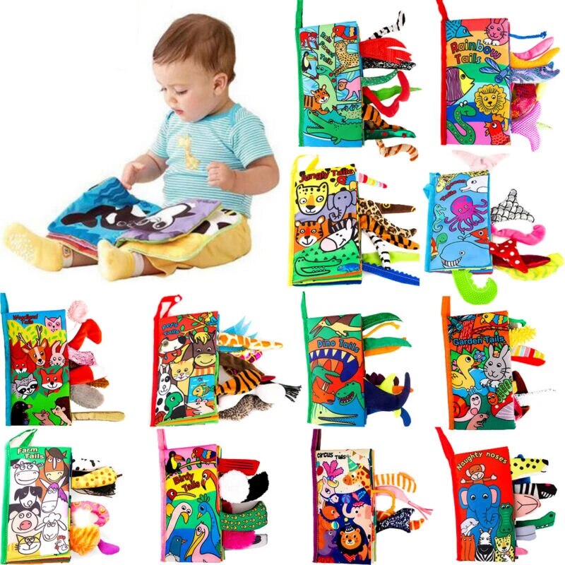 Fidtoy Ocean – Livre d'éveil sensoriel en tissu pour bébés – Livre Montesorri doux et froissable pour nouveau-nés et tout-petits