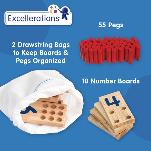 X Large Excellerations Montessori Counting Pegs Number Counting Sticks Boards