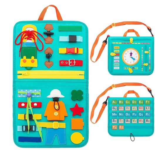 Fidtoy Busy Board for Toddlers – Portable Sensory Activity Board for Travel & Learning