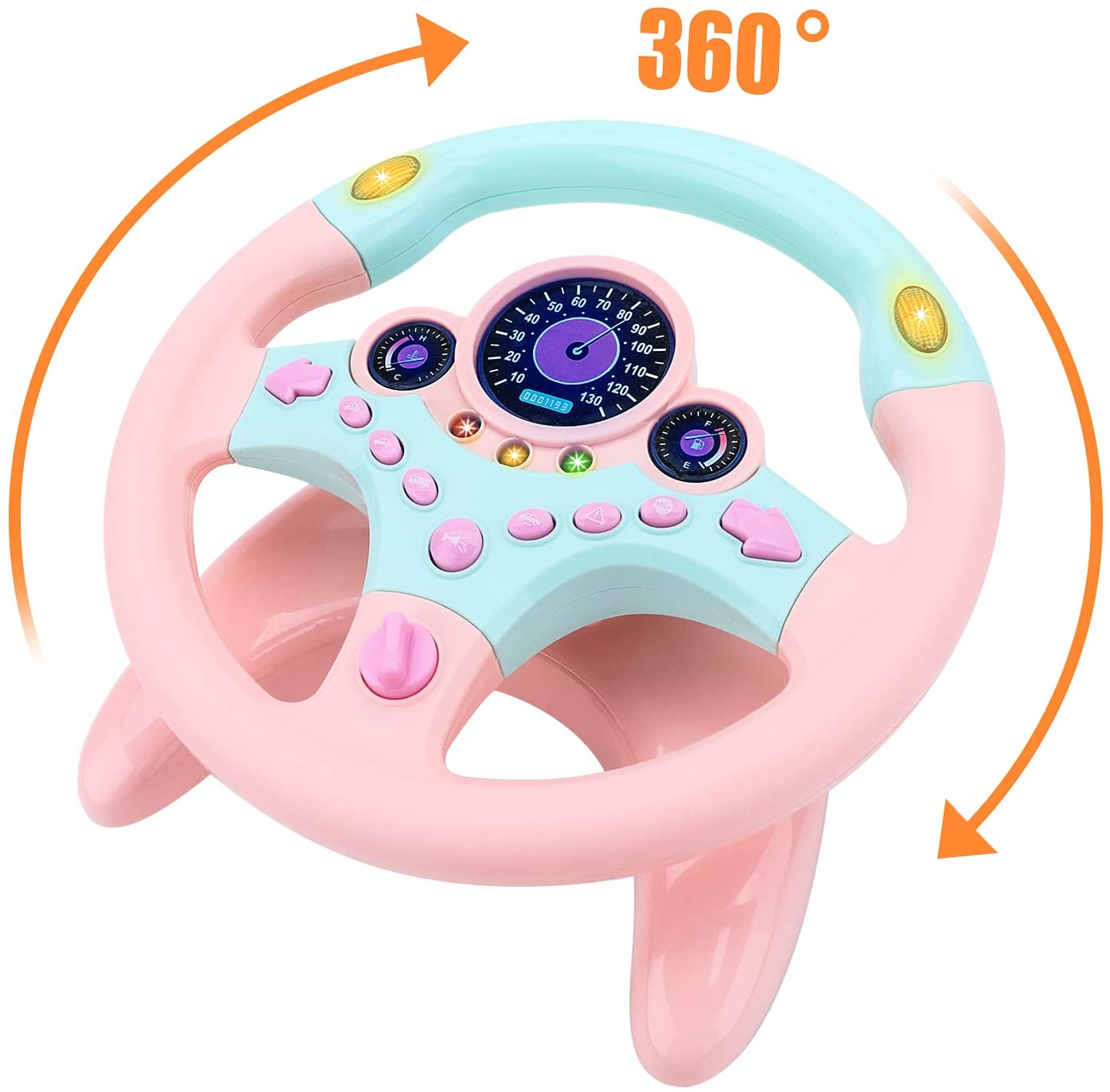 Fidtoy Steering Wheel Toy for Kids Driving Simulator – Car Seat Toy with Interactive Key, Lights & Sounds
