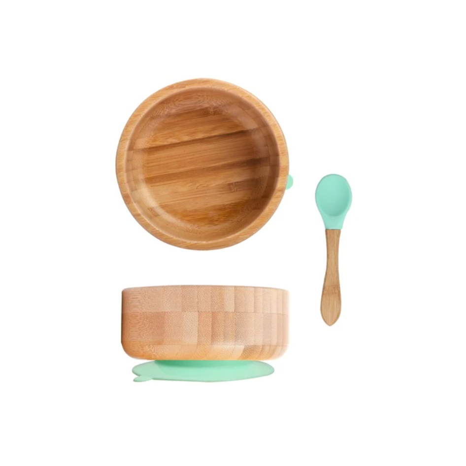 Fidtoy Bamboo Suction Bowl and Spoon Set – Baby Feeding Bowl for BLW Toddlers
