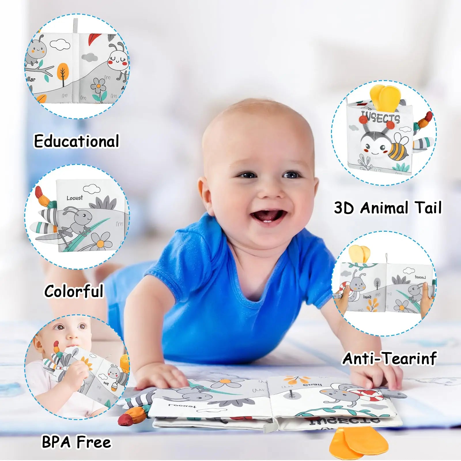 Fidtoy Soft 3D Crinkle Cloth Books | Sensory Learning Toy for Babies 0-12 Months