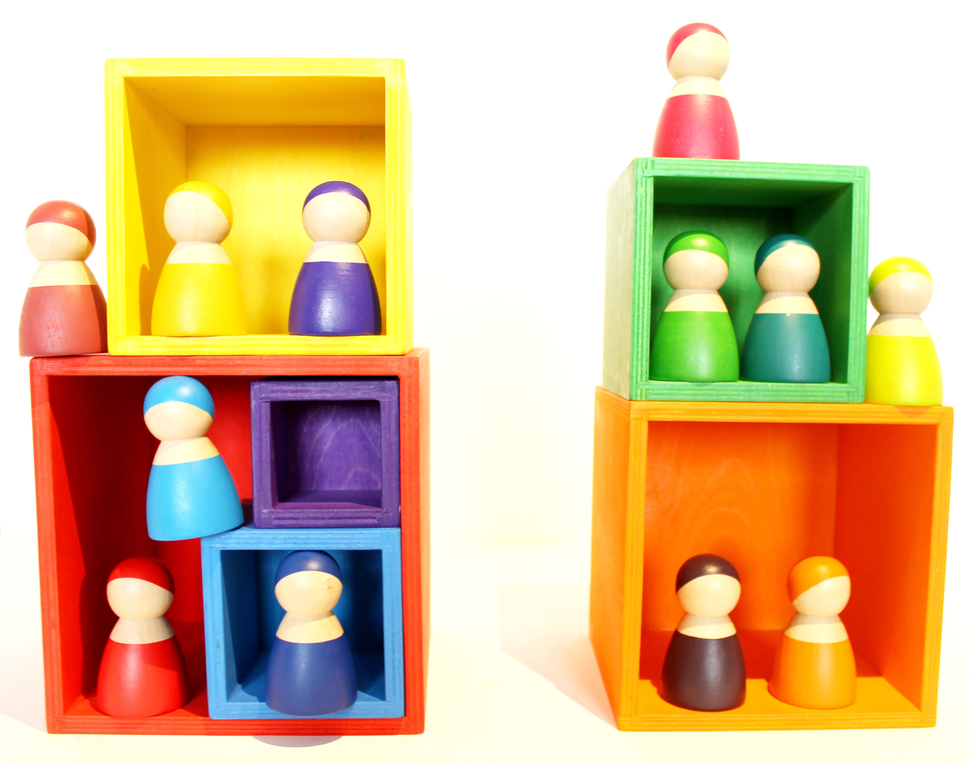 Fidtoy Rainbow Stacking Boxes Wooden Nesting Toy for Kids 3+