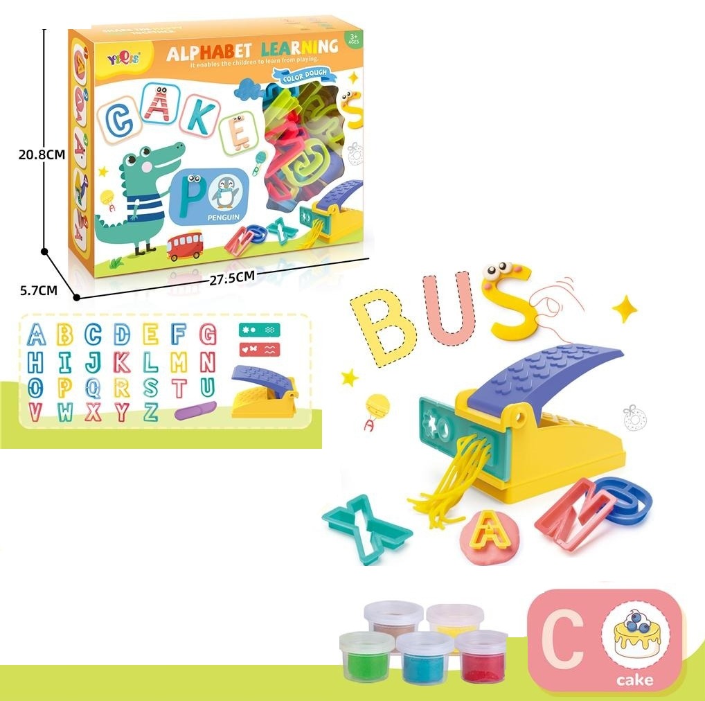 Fidtoy Alphabet Learning Soft Dough Kit for Kids, Reusable Letter Molds Play Dough Set, Preschool ABC Learning Toy for Ages 3+