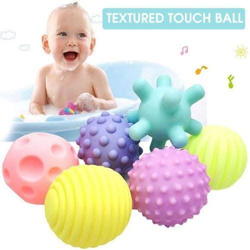 Balles sensorielles douces Fidtoy – Lot de 6 jouets de bain à presser pour bébés