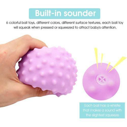 Fidtoy Sensory Soft Balls – 6 Piece Squeeze Bath Toy Set for Babies