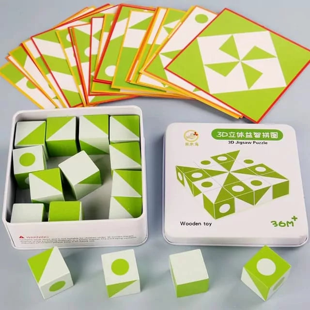 Blocs de géométrie Montessori 3D en bois