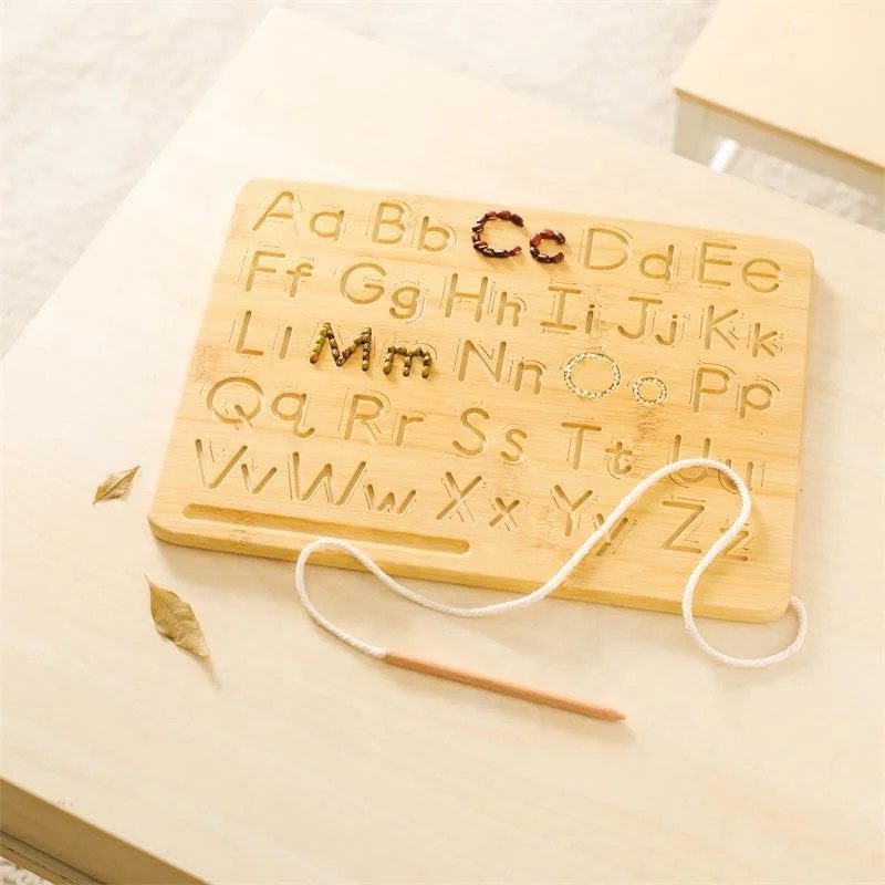 Pizarra de trazar Montessori de doble cara - Letras mayúsculas y minúsculas y números, formas y líneas