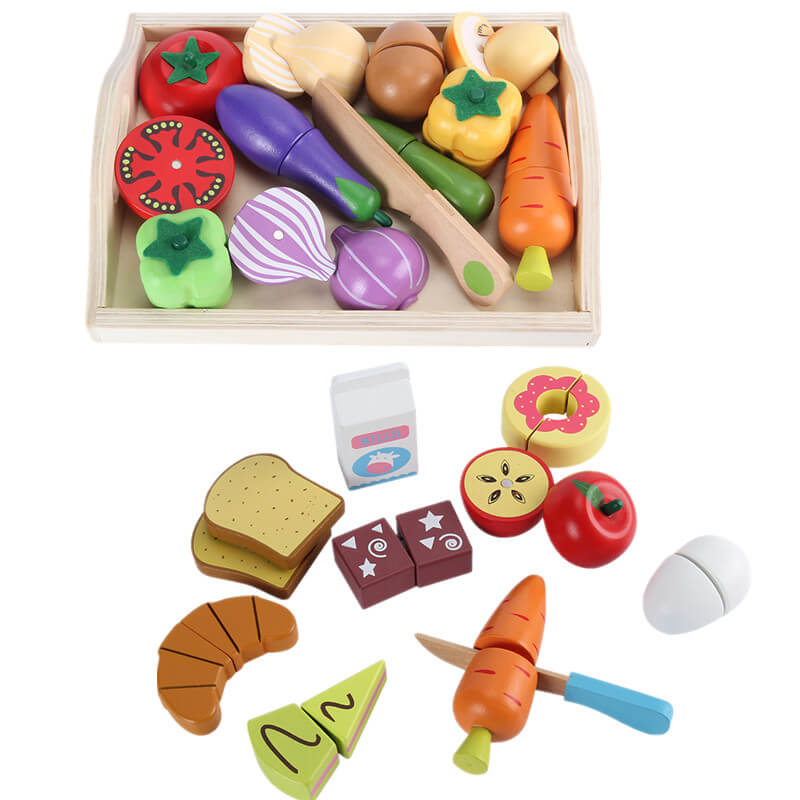 Fidtoy Wooden Food Set Pretend Play Kitchen Toy 18M+