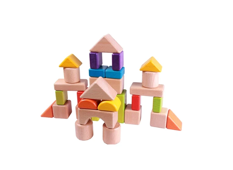 Fidtoy Blocs de construction en bois colorés STEM