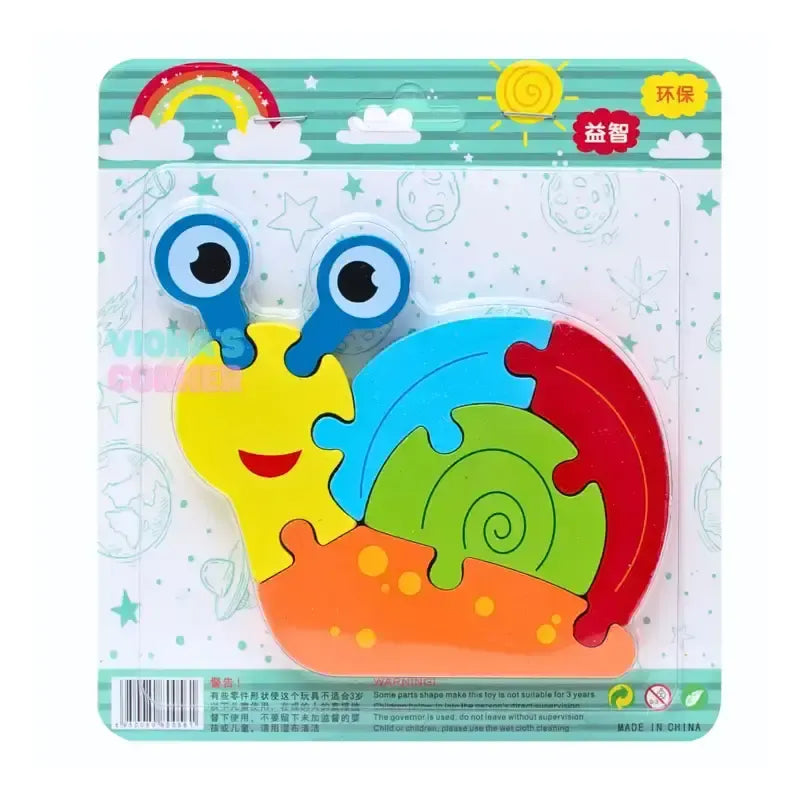 Fidtoy Puzzle 3D Mignon Animal - Modèle Aléatoire, Puzzle en Bois pour Tout-petits, Compétences Spatiales Préscolaires et Jouet d'apprentissage Précoce pour les 2-6 Ans