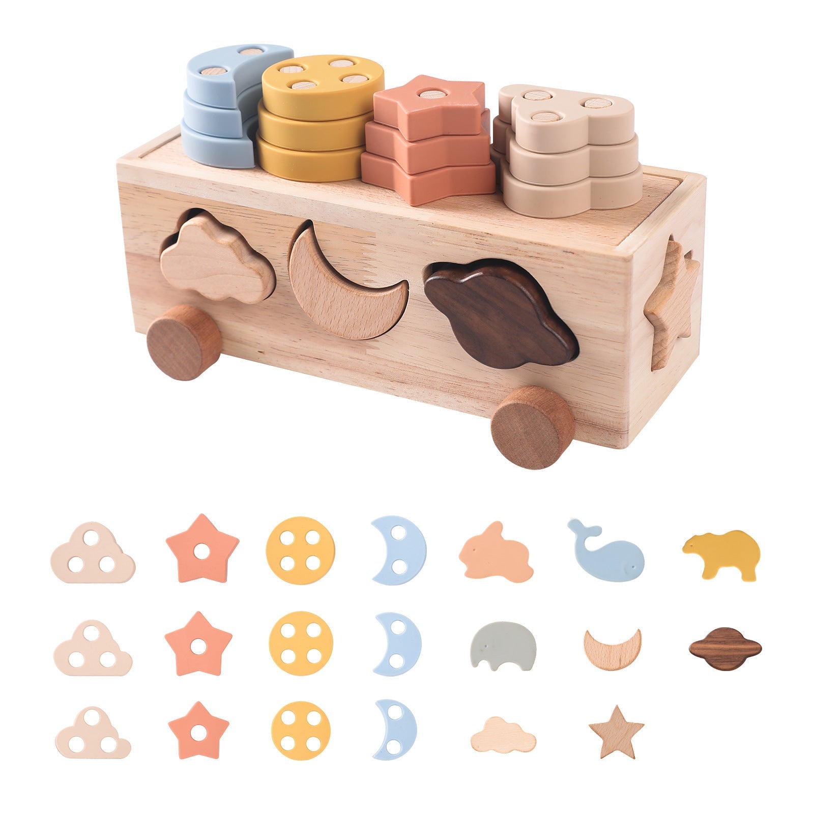 Juguetes de rompecabezas de madera multifuncionales para educación temprana para niños | Aprendizaje y juego sensorial amigables con el autismo