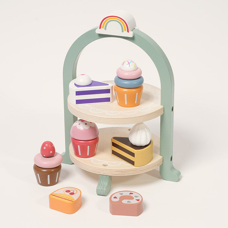 Fidtoy Jeu d'empilage de cupcakes en bois - Jouet d'imitation pour les tout-petits
