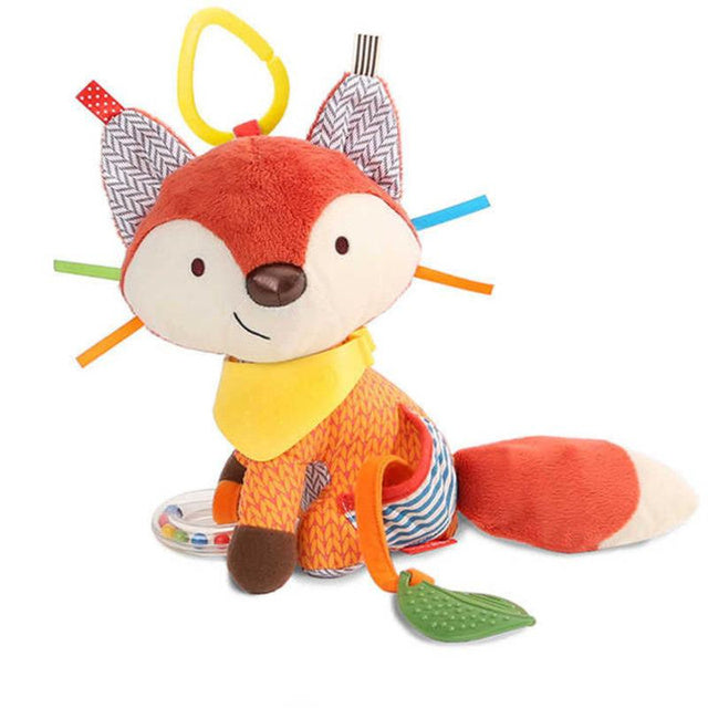 Jouet de dentition en peluche Fidtoy avec hochet – Jouet d'activité sensorielle doux pour la dentition des bébés, le jeu en poussette et les voyages