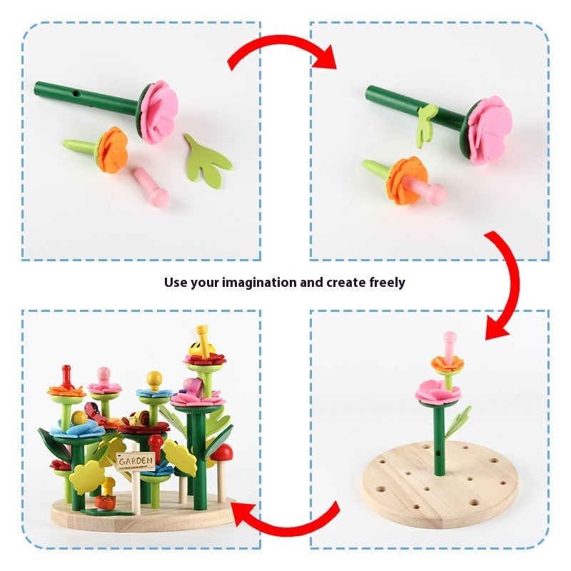 Jouets de construction pour enfants en bois, à insérer, pour jardin