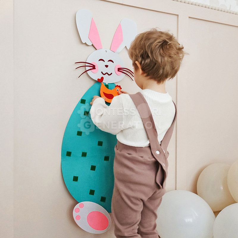 Fidtoy Felt Bunny Wall Activity Toy for Kids 1+ Easter Decor