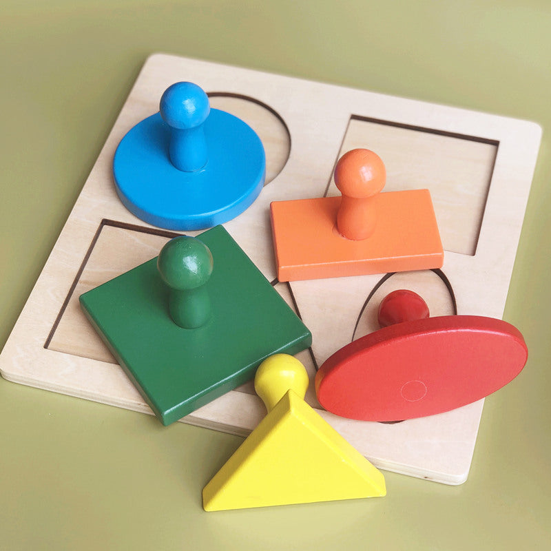 Rompecabezas Montessori de figuras geométricas de madera grandes - Los mejores juguetes Montessori