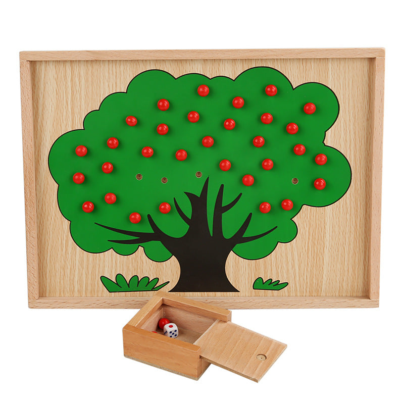Juego de conteo de manzanas de madera Montessori - Juguetes educativos de matemáticas