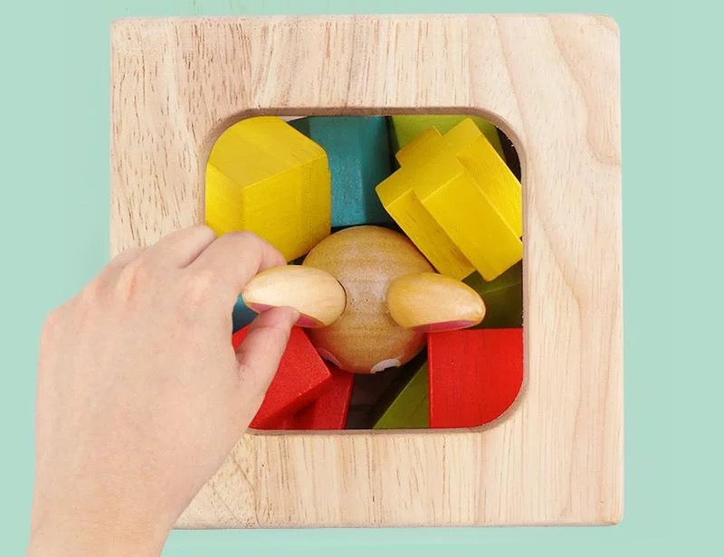 Caja de madera con forma de conejo - Juguetes de motricidad fina