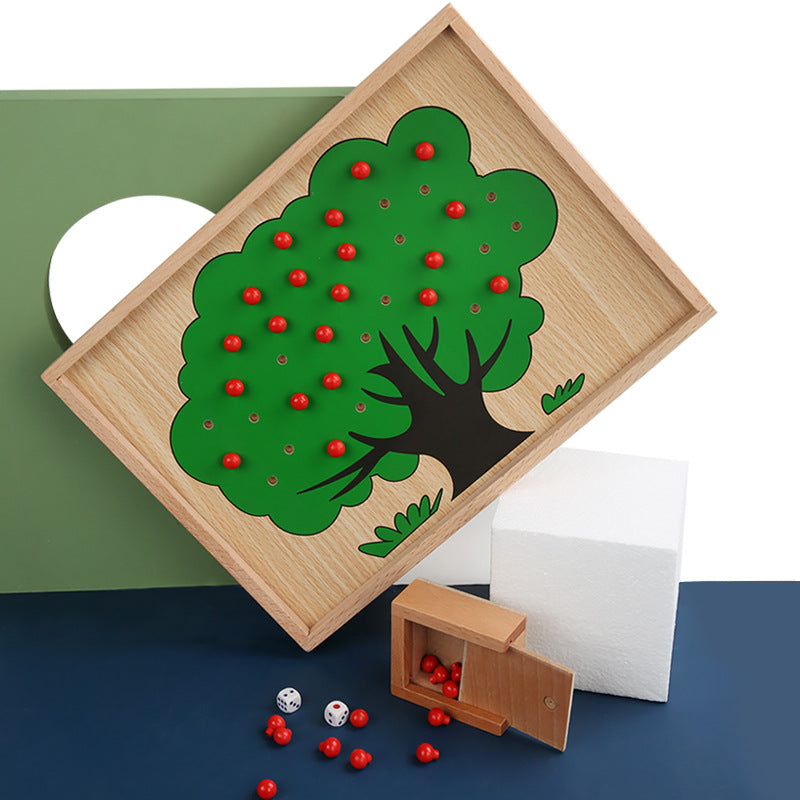 Juego de conteo de manzanas de madera Montessori - Juguetes educativos de matemáticas