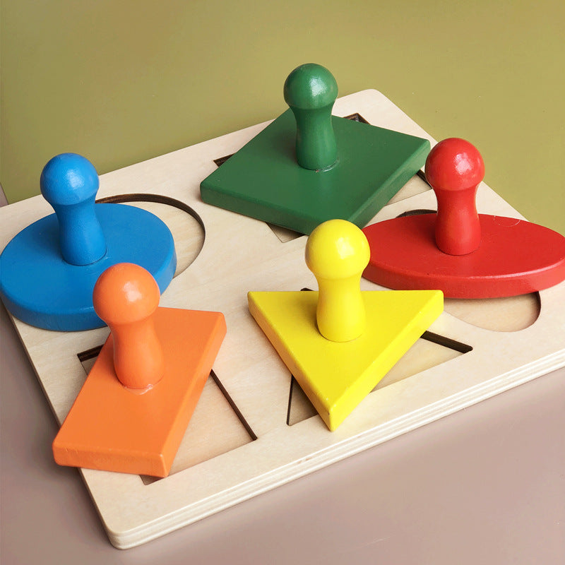 Rompecabezas Montessori de figuras geométricas de madera grandes - Los mejores juguetes Montessori