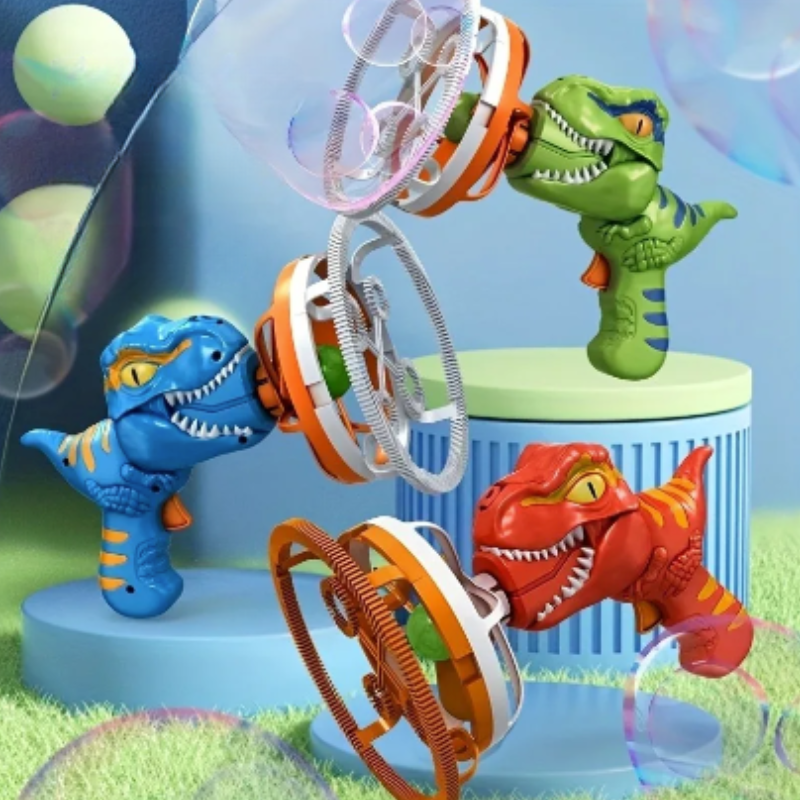 Máquina de Burbujas Automática Portátil de Dinosaurio con Burbujas Grandes Coloridas Juguetes de Verano para Interiores y Exteriores para Niños