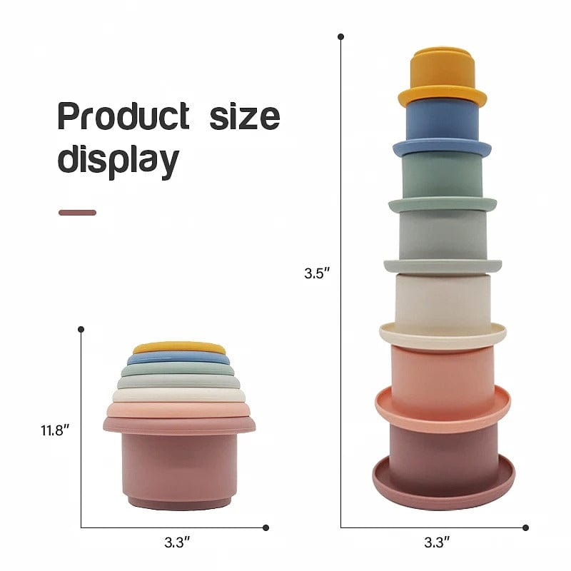 Fidtoy Gobelets empilables en silicone Jouet sensoriel Montessori pour bébés