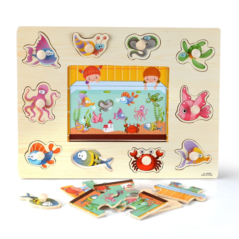 Fidtoy Wooden Vehicle Puzzle for Toddlers – Educational Learning Toy