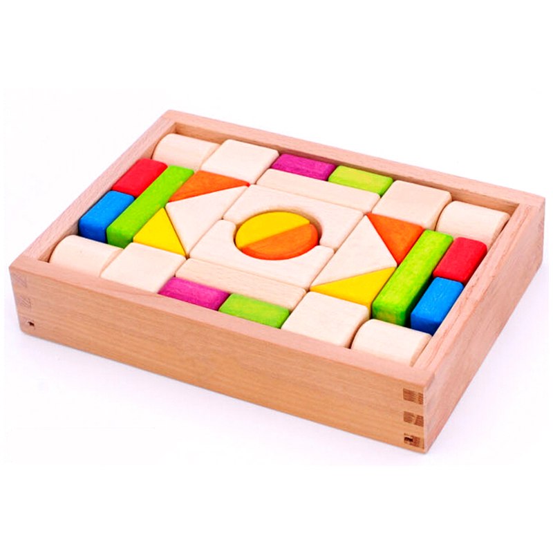 Fidtoy Blocs de construction en bois colorés STEM