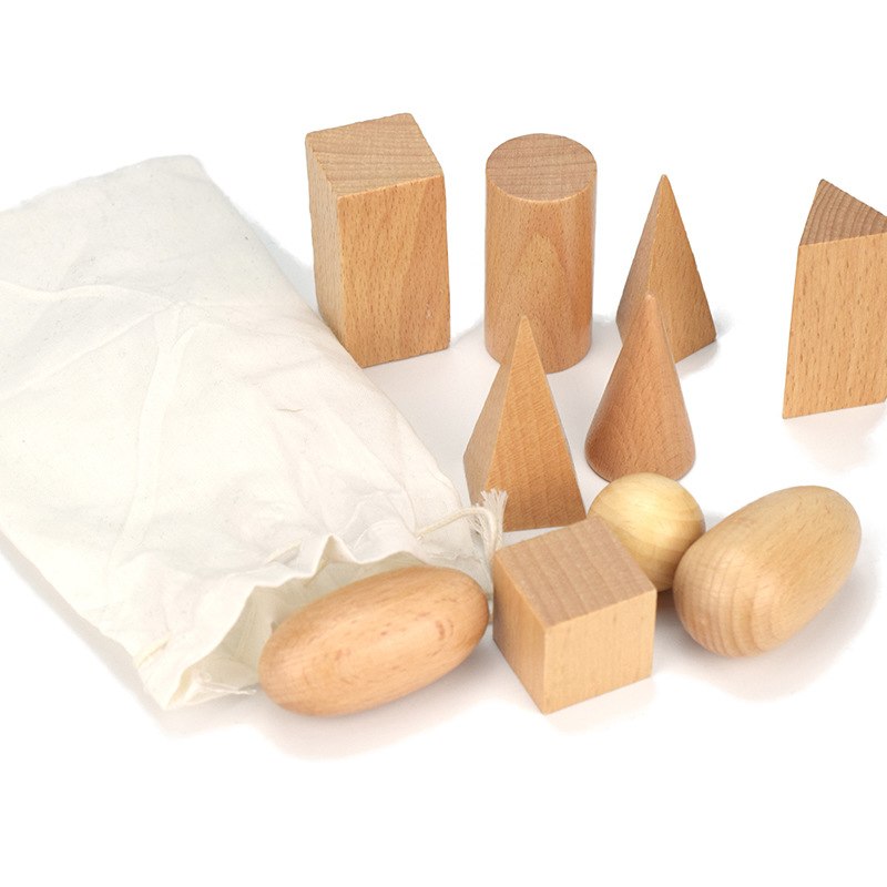 Fidtoy Solides Géométriques en Bois Matériel Montessori