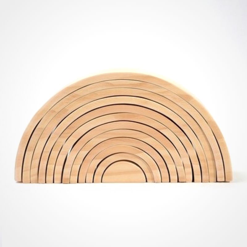 Fidtoy Arc-en-ciel en bois naturel, 12 arches, jouet créatif