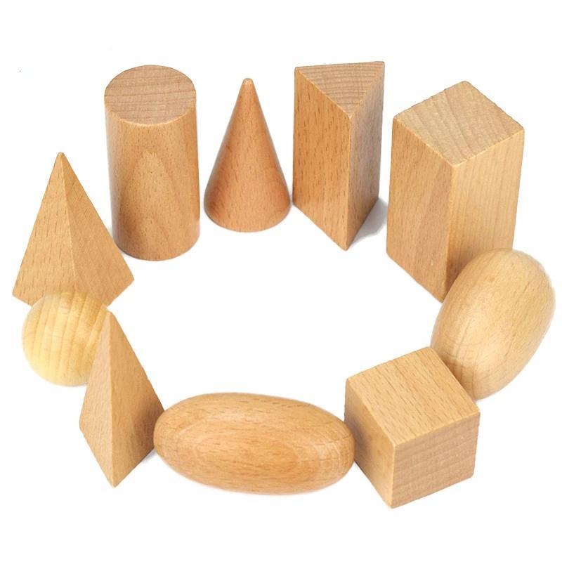 Fidtoy Solides Géométriques en Bois Matériel Montessori