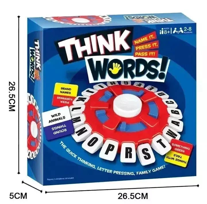 Fidtoy Think Words Tapple Family Board Game | Plastic Fast Word Association Game, 10-Second Timer, Press Letter Wheel, Vocabulary Practice & Family Party Game Age 8+