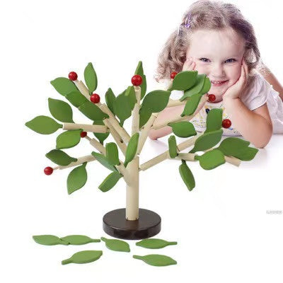 Bloques de construcción 3D de árbol Montessori de hojas insertables - Juguetes educativos Montessori