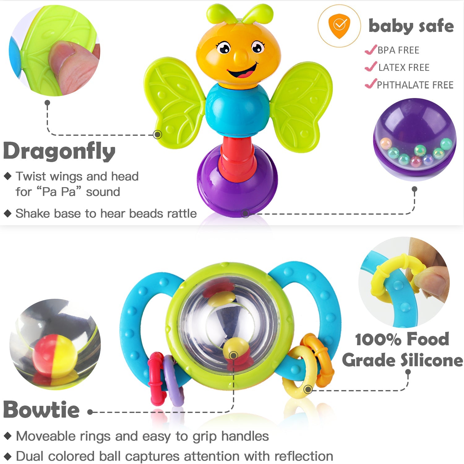 Fidtoy 10 PC Baby Rattle and Teether Set