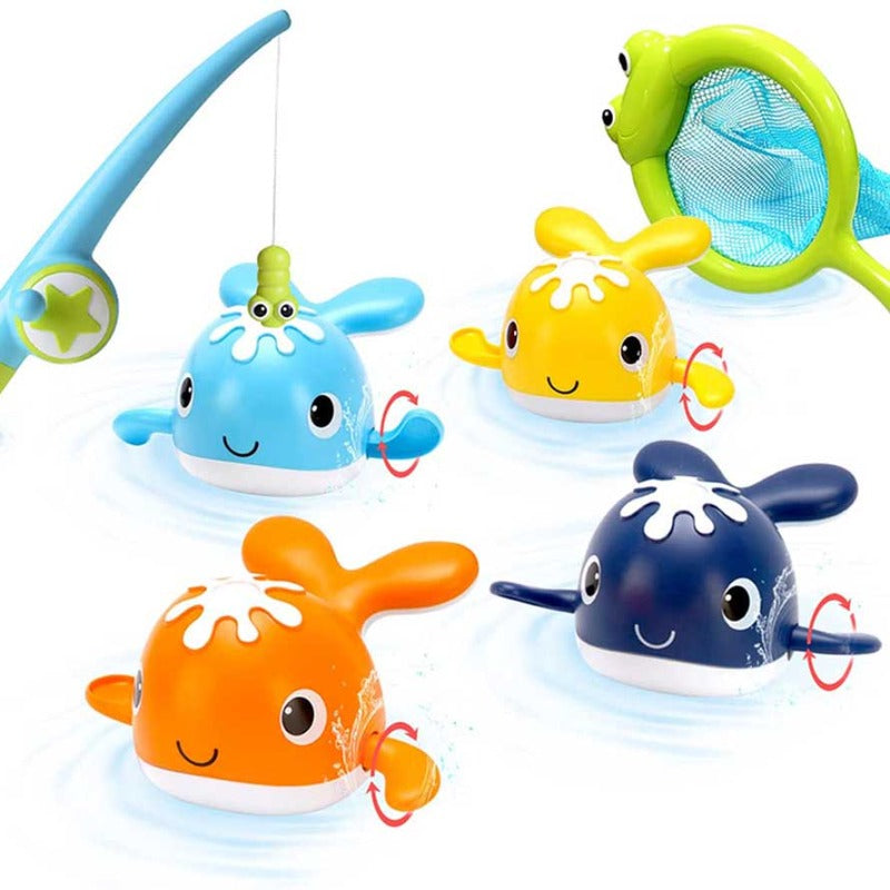 Fidtoy Baby Bath Fishing Toy Set Magnetic Whale Water Game