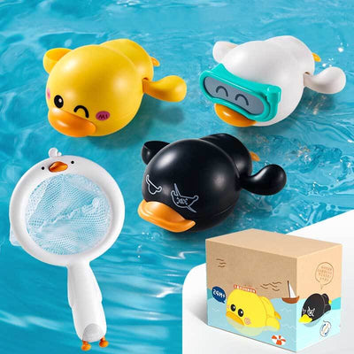 Jouets de bain Fidtoy Canard Nageur à Remonter – Lot de 3 pour le Bain des Tout-petits