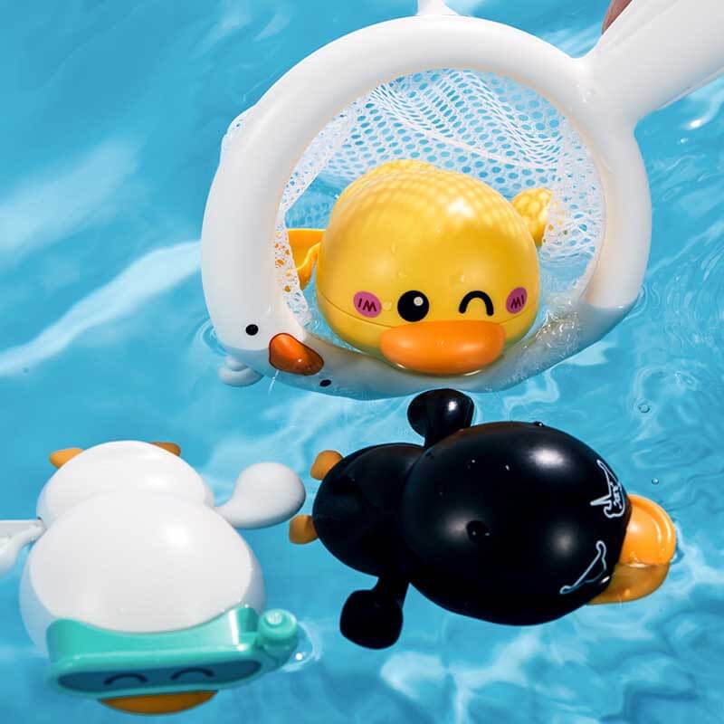 Jouets de bain Fidtoy Canard Nageur à Remonter – Lot de 3 pour le Bain des Tout-petits