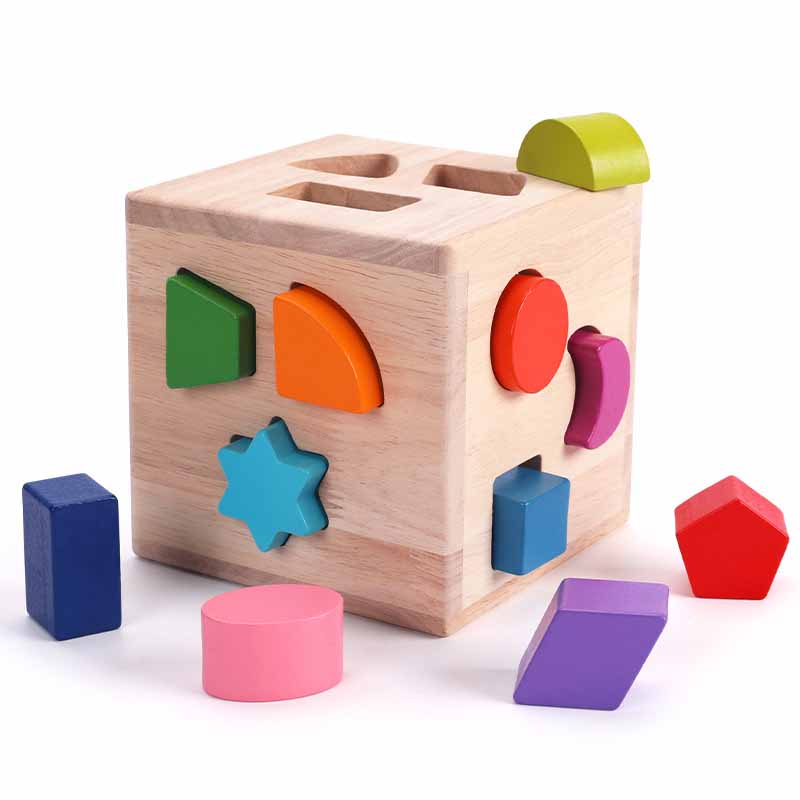 Fidtoy Wooden Shape Sorting Car Montessori Toy for Toddlers