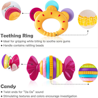 Fidtoy 10 pièces hochet et anneau de dentition pour bébé