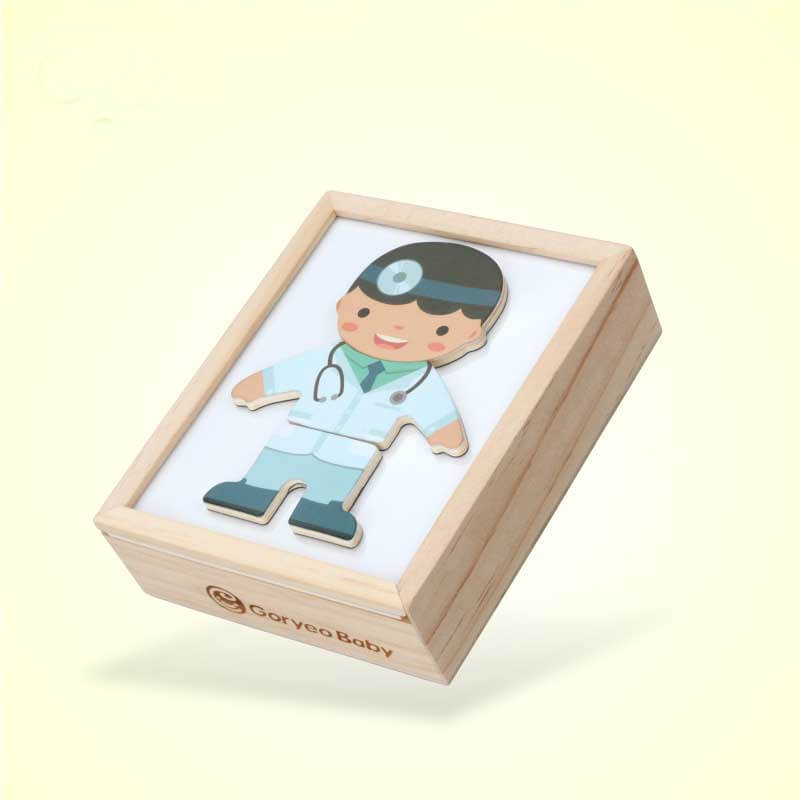Fidtoy Magnetic Dress Up Puzzle Wooden Role Play Toy for Kids