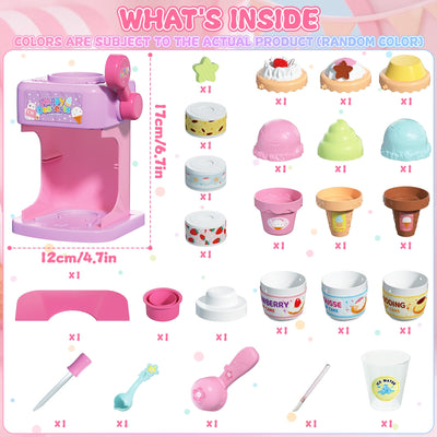 Coffret de Pâtisserie 2-en-1 Changeant de Couleur - Jouet Glace et Gâteau avec Changement de Couleur à l'Eau Glacée, Jouets de Cuisine pour Enfants, Cadeaux d'Anniversaire pour Filles et Garçons