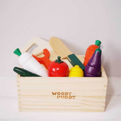 Fidtoy Juego de comida de juguete de madera para niños pequeños, juguetes de cocina, juguete de cortar frutas, juguete de aprendizaje Montessori para niños de 1, 2 y 3 años, juego en casa