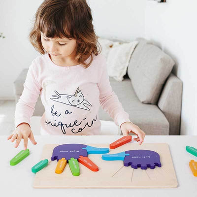 Fidtoy Montessori Hand Puzzle Toy for Toddlers Finger Learning Wooden Puzzle Early Learning Toy Fine Motor Skills Development for Kids Home Play
