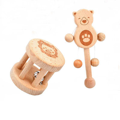 Fidtoy Hochet et jouet de dentition en bois pour bébé – Développement sensoriel et moteur Montessori