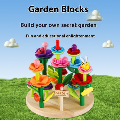 Juguetes de bloques de construcción de madera para niños, para insertar y montar en el jardín