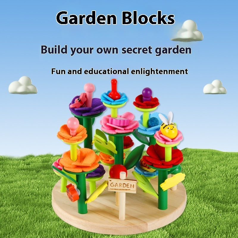 Juguetes de bloques de construcción de madera para niños, para insertar y montar en el jardín