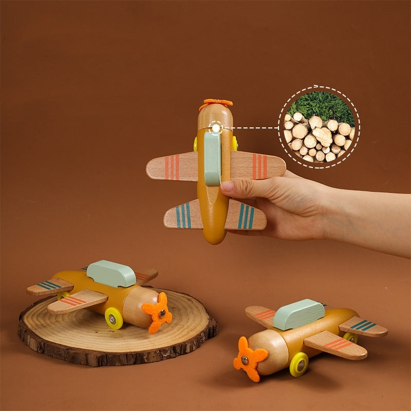 Juguete Rompecabezas de Avión Pequeño de Madera Creativo para Niños Ejercicio