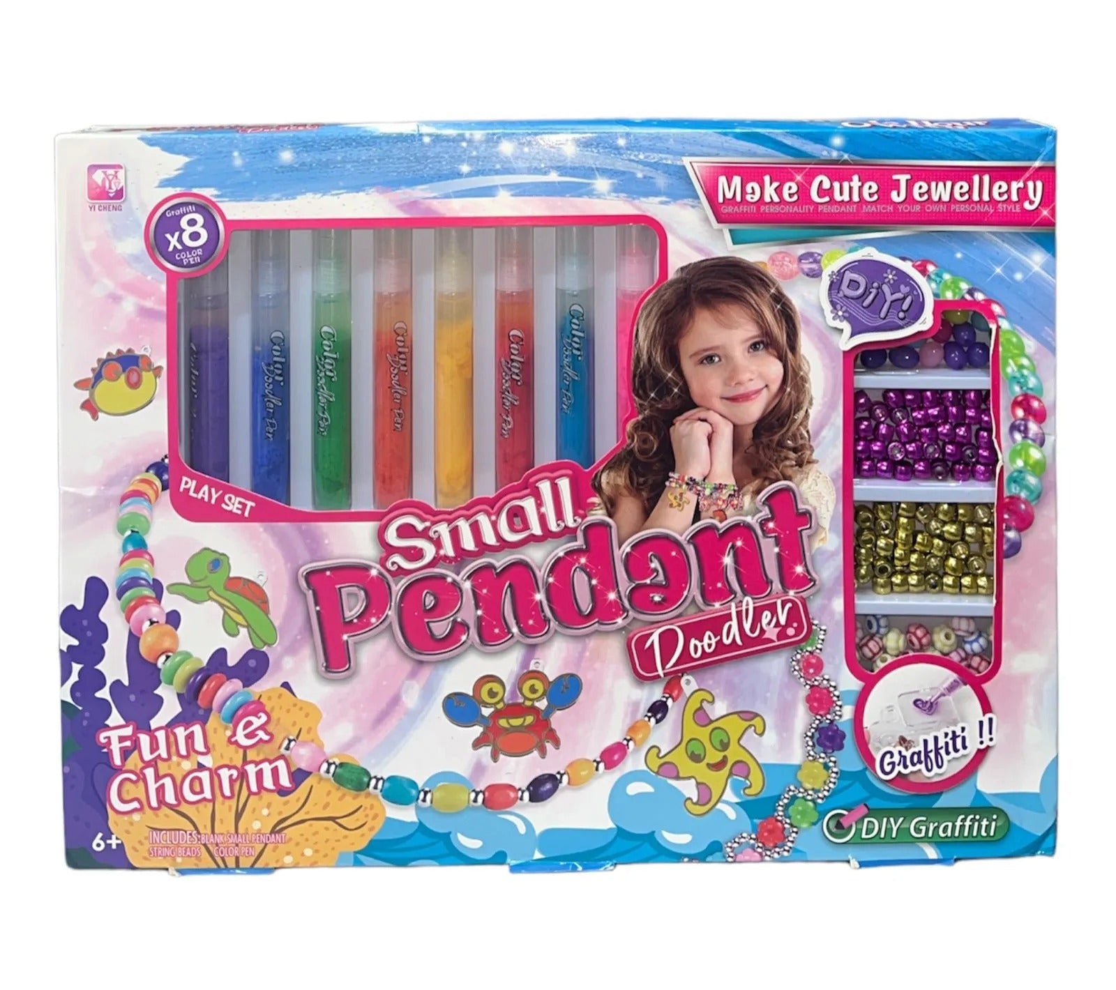 Fidtoy Make Cute Jewellery Pendant Set for Kids DIY Necklace Bracelet Craft Kit Age 6+